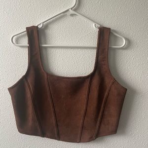 Brown cropped corset top